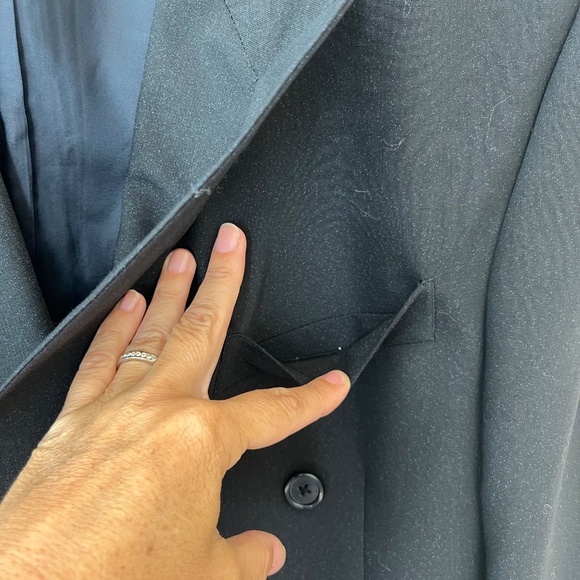 FENDI Men Jacket Sz 40/ L  Black Shiny Blue Sparkles Double Breasted Wool Blazer - Picture 7 of 10